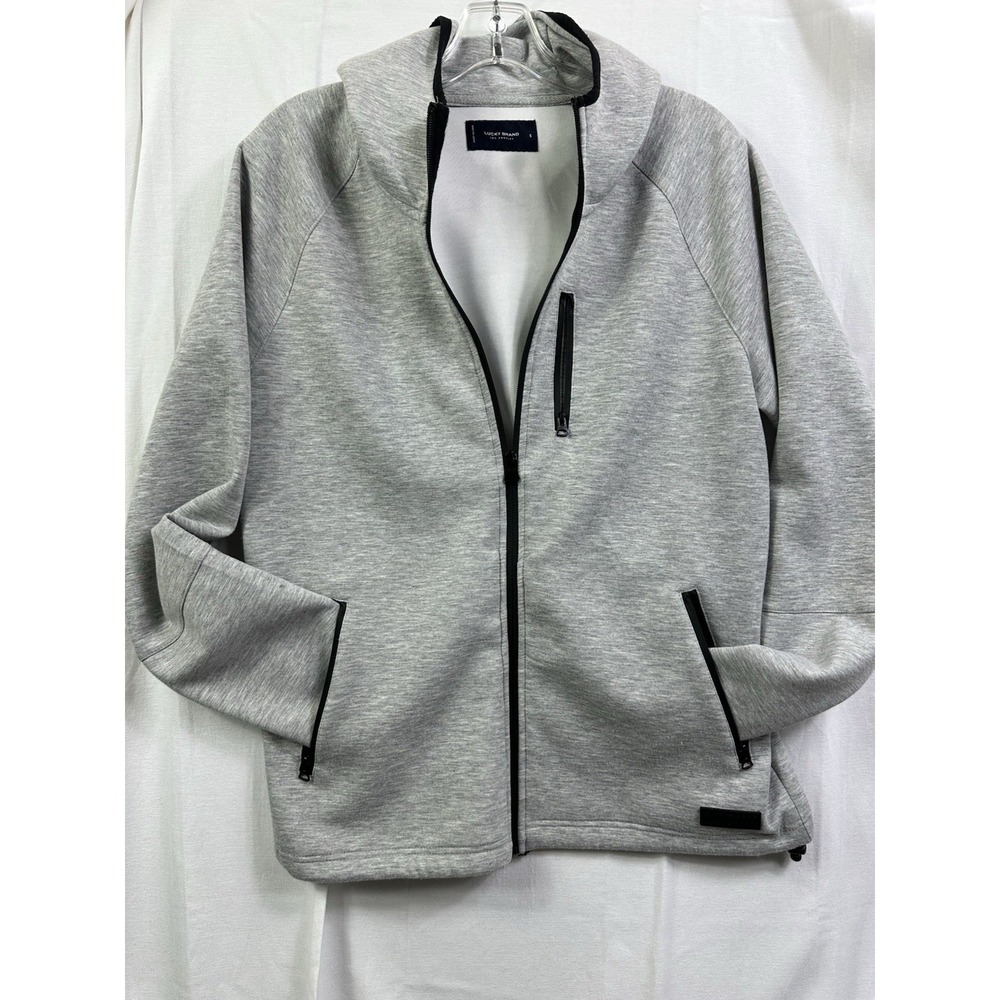 Lucky Brand Heather Gray Zip Up Hoodie Jacket Athletic Comfort Mens Size S